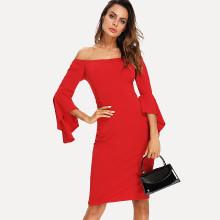 Shein Off Shoulder Flounce Sleeve Dress