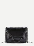 Shein Snakeskin Print Clutch Bag With Chain