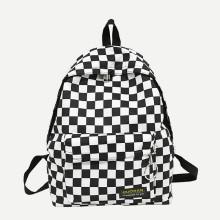 Shein Plaid Detail Metal Ring Backpack