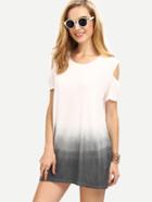 Shein Open Shoulder Grey Ombre Shift Dress