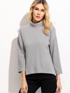 Shein Grey Turtleneck Drop Shoulder Loose Sweater