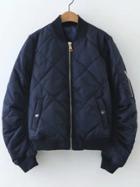 Shein Navy Diamond Pattern Quilted Jacket