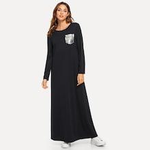 Shein Contrast Sequin Pocket Tunic Dress