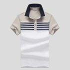 Shein Men Contrast Neck Striped Polo Shirt