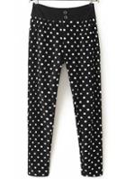 Shein Black Buttons Polka Dot Pant
