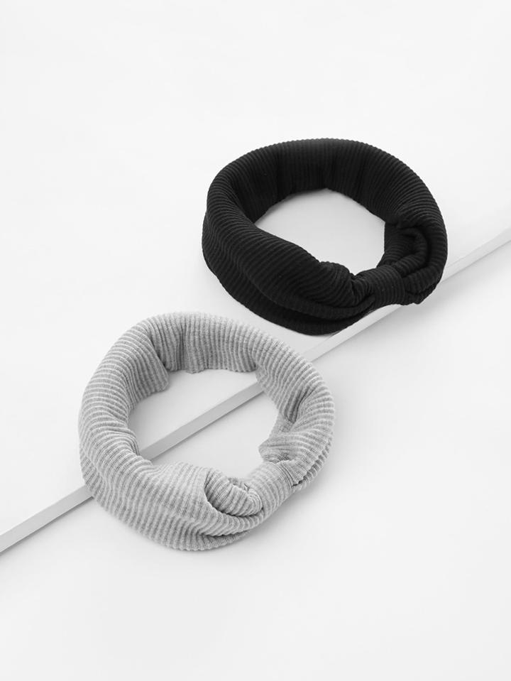 Shein Ribbed Bow Headband 2pcs