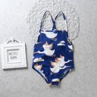 Shein Girls Swan Print Cami Swimwear