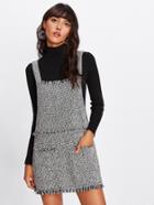 Shein Fringe Detail Tweed Overall Dress