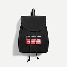 Shein Slogan Print Drawstring Flap Backpack