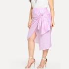 Shein Plus Waist Elastic Knot Plaid Skirt