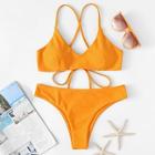 Shein Plain Criss Cross Bikini Set