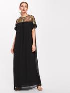 Shein Keyhole Embroidered Mesh Yoke Dress