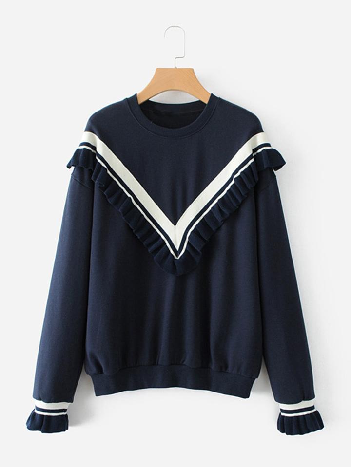 Shein Knit Chevron Insert Sweatshirt