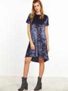 Shein Purple Ruffle Trim High Low Velvet Dress