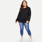 Shein Plus Star Print Sleeve Sweatshirt