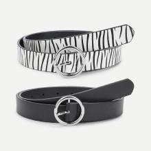Shein Ring Buckle Design Belt 2pcs