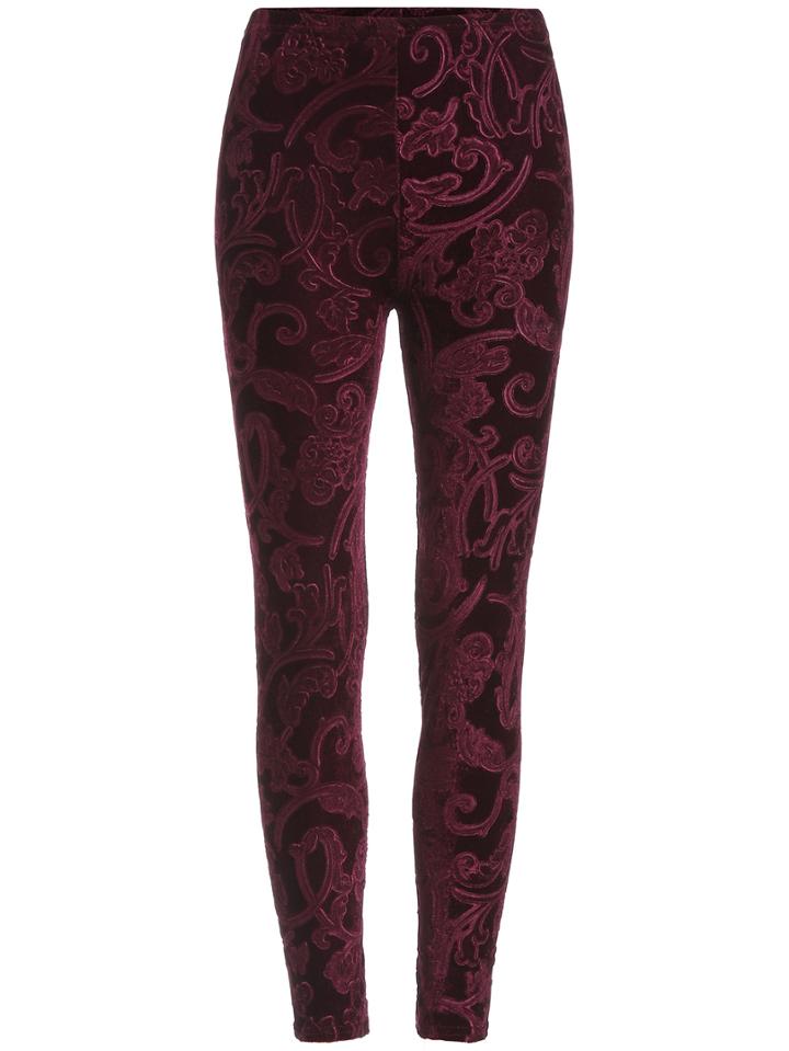 Shein Burgundy Skinny Jacquard Leggings