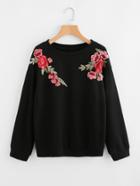 Shein Embroidered Rose Patch Sweatshirt