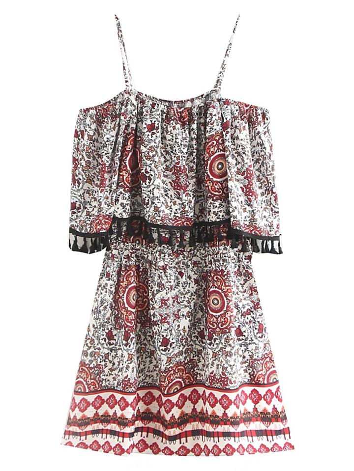 Shein Cold Shoulder Dress With Fringe