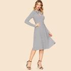 Shein 80s Bow Embellished Keyhole Front Striped Dress