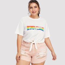 Shein Plus Knot Front Graphic Tee