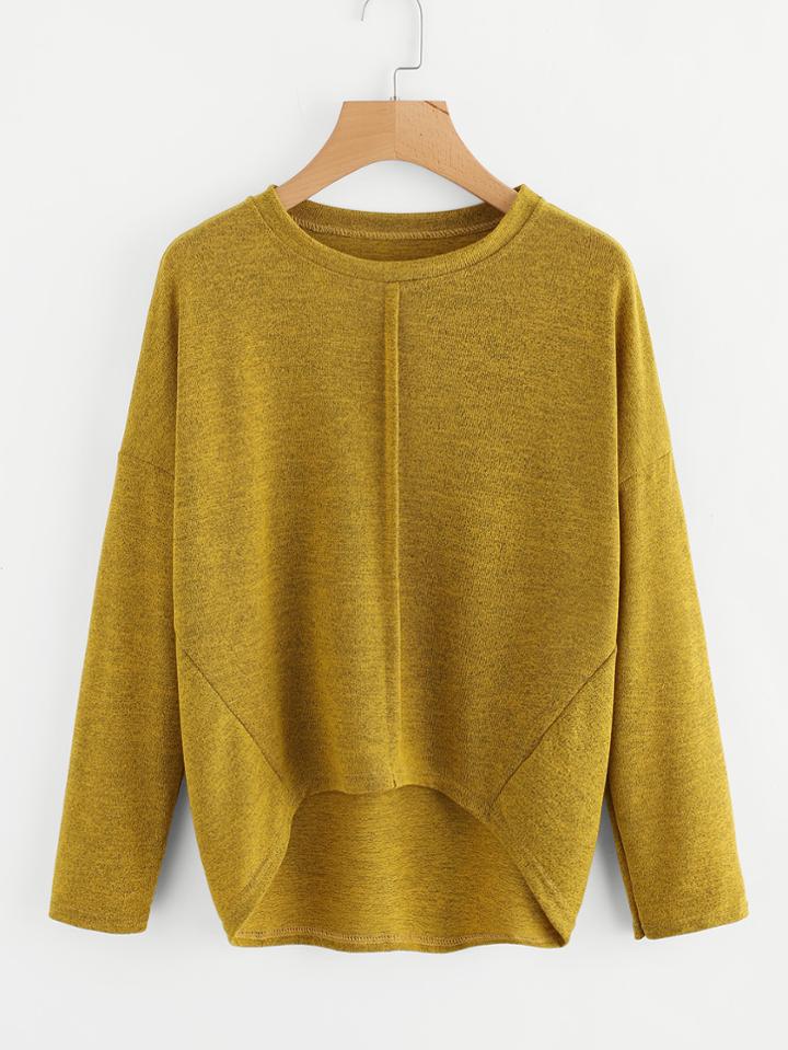 Shein Drop Shoulder Dip Hem Marled Knit Tee