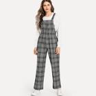 Shein Elastic Waist Plaid Jumpsuit