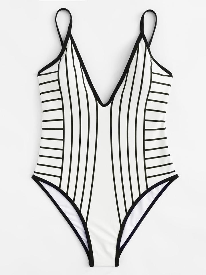 Shein Striped V Plunge Bikini Set