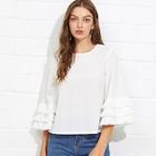 Shein Layered Fringe Bell Sleeve Tee