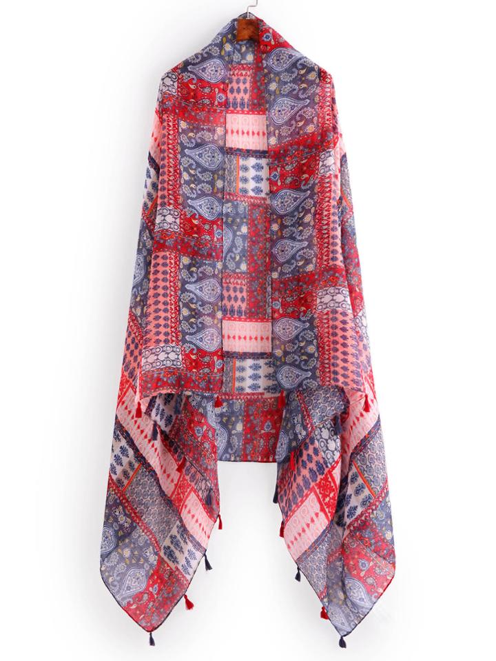 Shein Paisley Print Tassel Detail Scarf