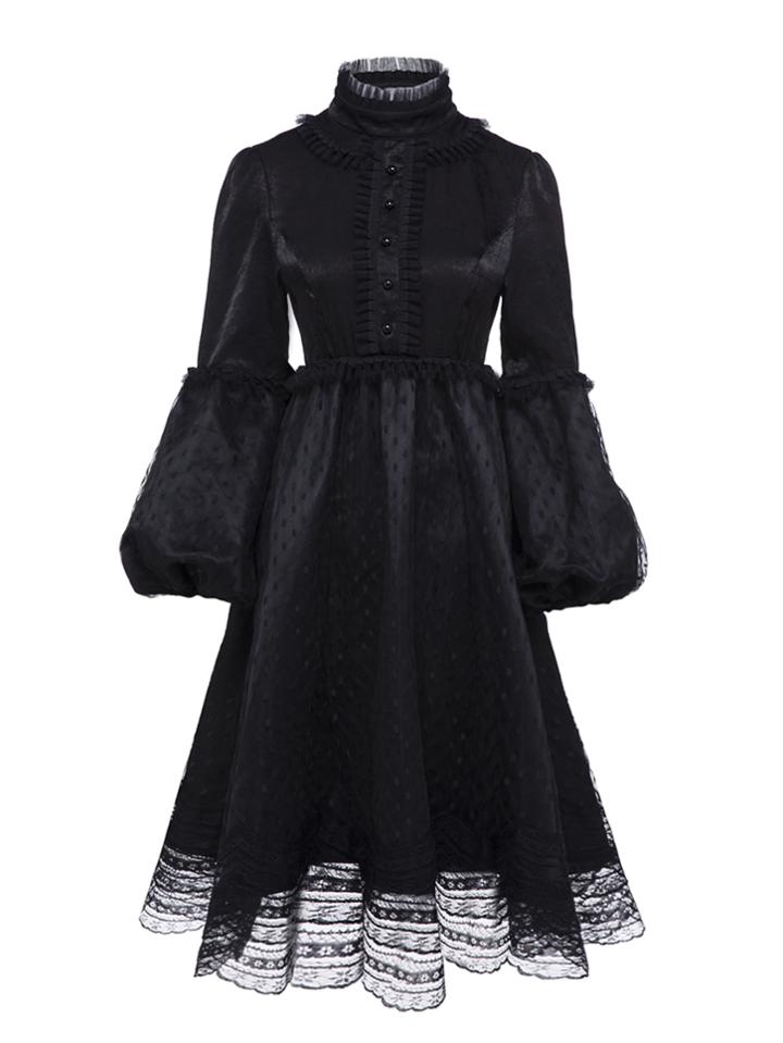 Shein Mesh Contrast Button Front Lace Dress