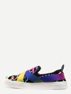 Shein Colorful Faux Leather Criss Cross Flats