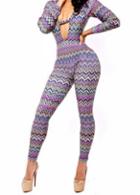 Rosewe Exclusive Long Sleeve Cutout Pattern Ankle Length Jumpsuit
