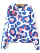 Shein Leopard Print Ribbed Crew Neck Sweatshirt