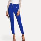 Shein Button Embellished Skinny Pants