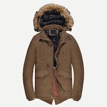 Shein Men Slit Back Solid Detachable Hooded Coat