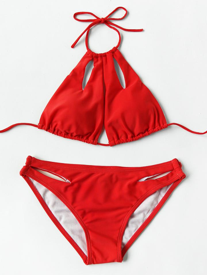 Shein Cutout Detail Halter Bikini Set