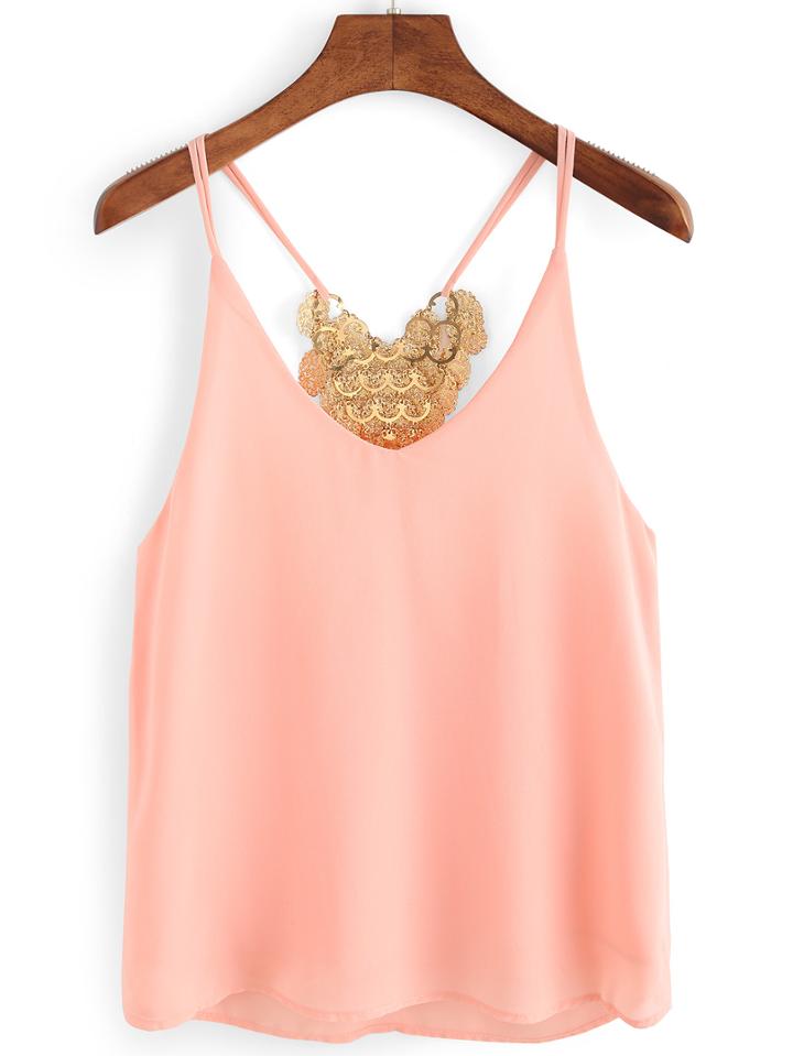 Shein Carved Metal Plate Racerback Cami Top