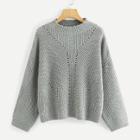 Shein Frill Neck Eyelet Solid Sweater