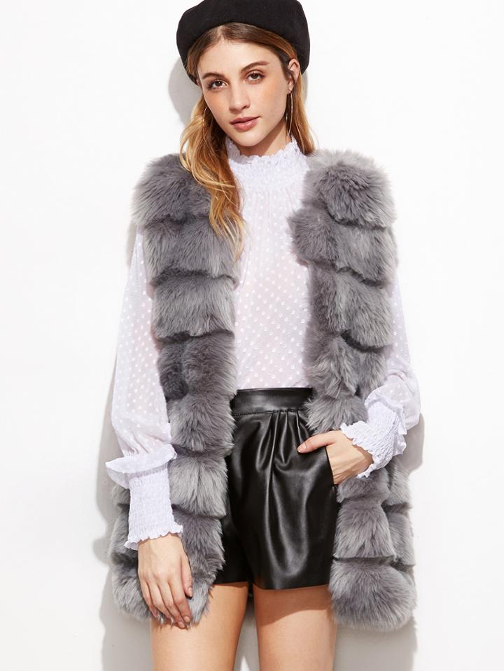 Shein Grey Faux Fur Vest