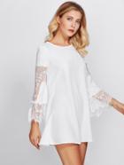 Shein Flowy Dress With Lace Trumpet Sleeve