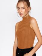 Shein Mock Neck Ribbed Knit Sweater