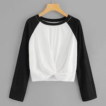 Shein Contrast Twist Front Tee