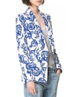 Rosewe Fantastic Print Design Turndown Collar Long Sleeve Blazer