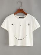 Shein Smiley Face Print Crop T-shirt
