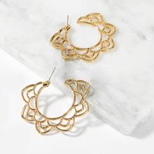 Shein Hollow Lotus Hoop Earrings