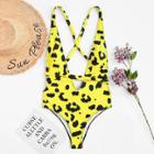 Shein Leopard Print Criss Cross Swimsuit