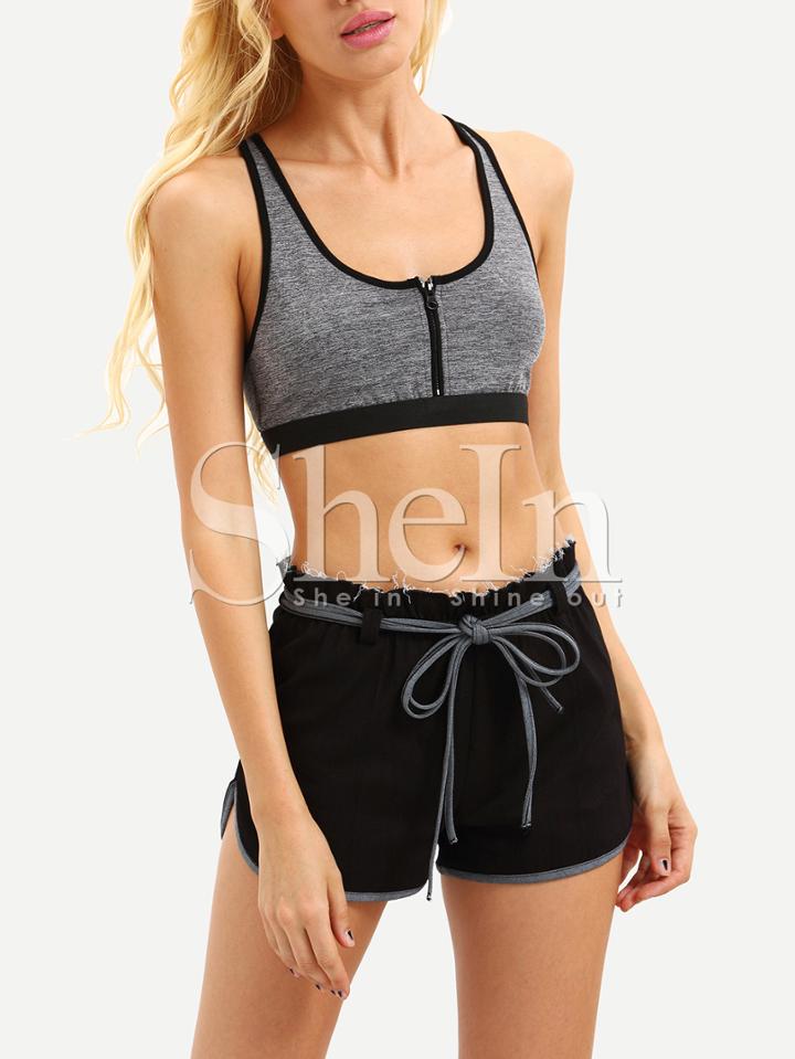 Shein Black Tie Waist Casual Shorts