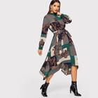 Shein Asymmetric Hem Paisley Print Dress