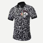 Shein Men 3d Letter And Skull Print Polo Shirt